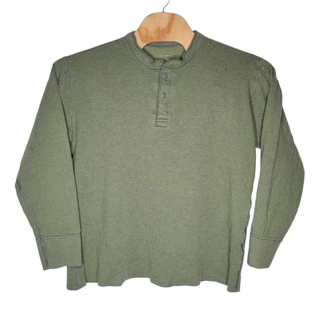 L.L. Bean XL Regular Green Heavyweight Men's Pullover‎ Henley Sweatshirt